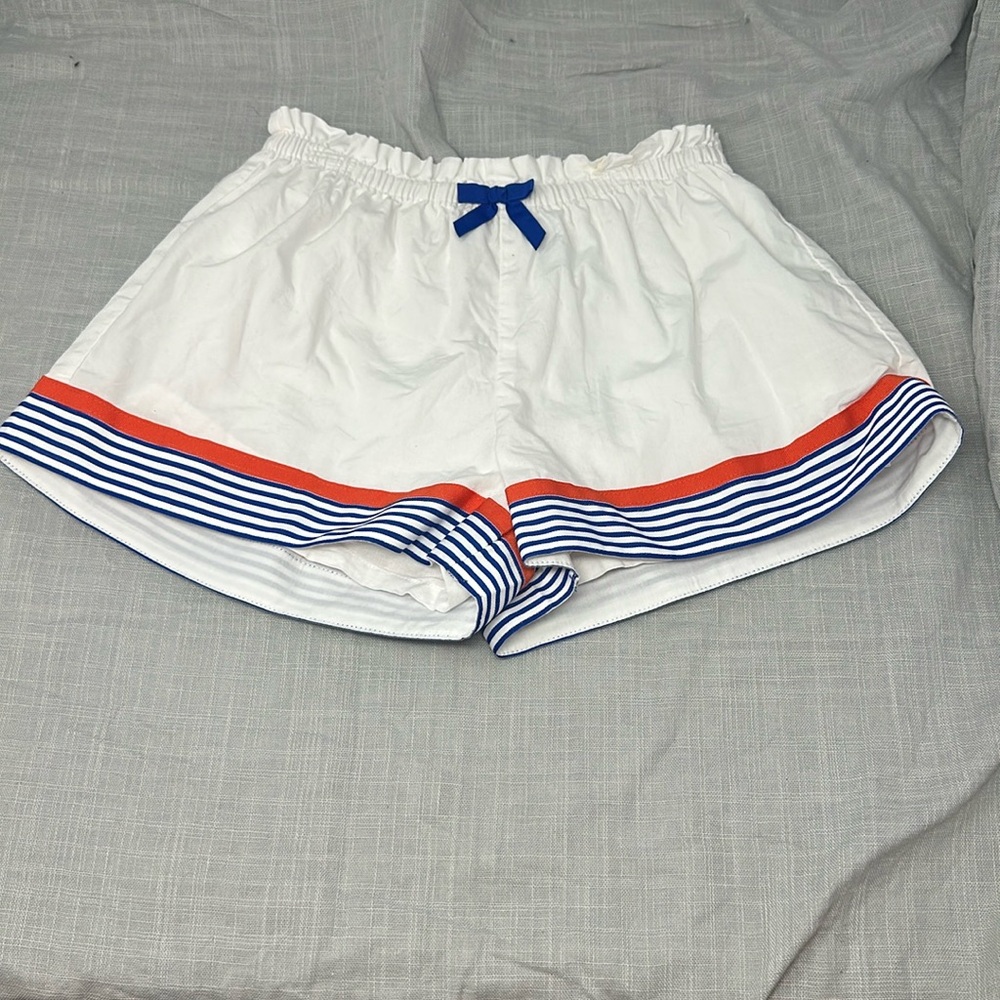 Janie and Jack girls 6 white sailer shorts small yellow stain year 2014